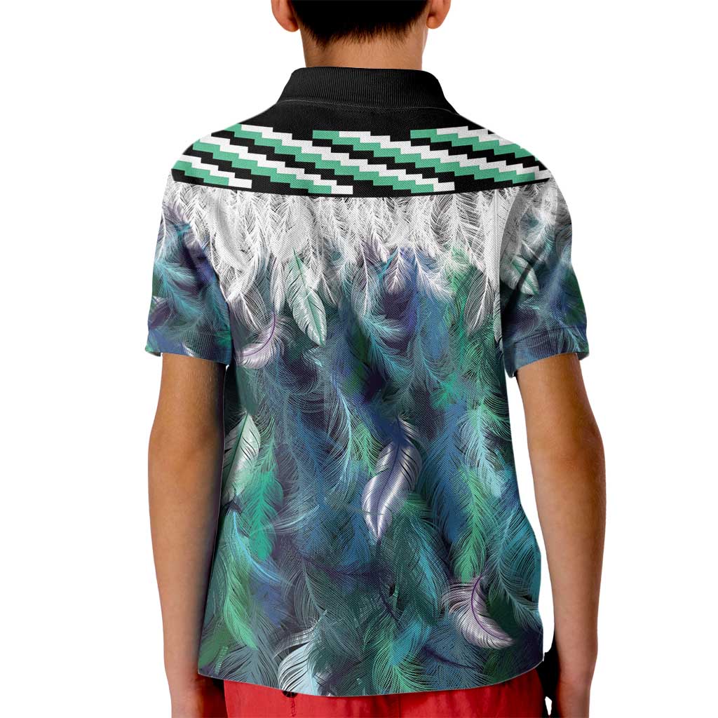 Aotearoa Korowai Motif Kid Polo Shirt Maori Wheku Poutama LT14 - Polynesian Pride