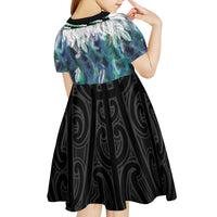 Aotearoa Korowai Motif Kid Short Sleeve Dress Maori Wheku Poutama