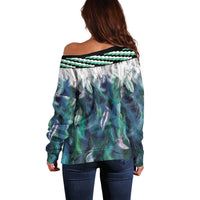Aotearoa Korowai Motif Off Shoulder Sweater Maori Wheku Poutama
