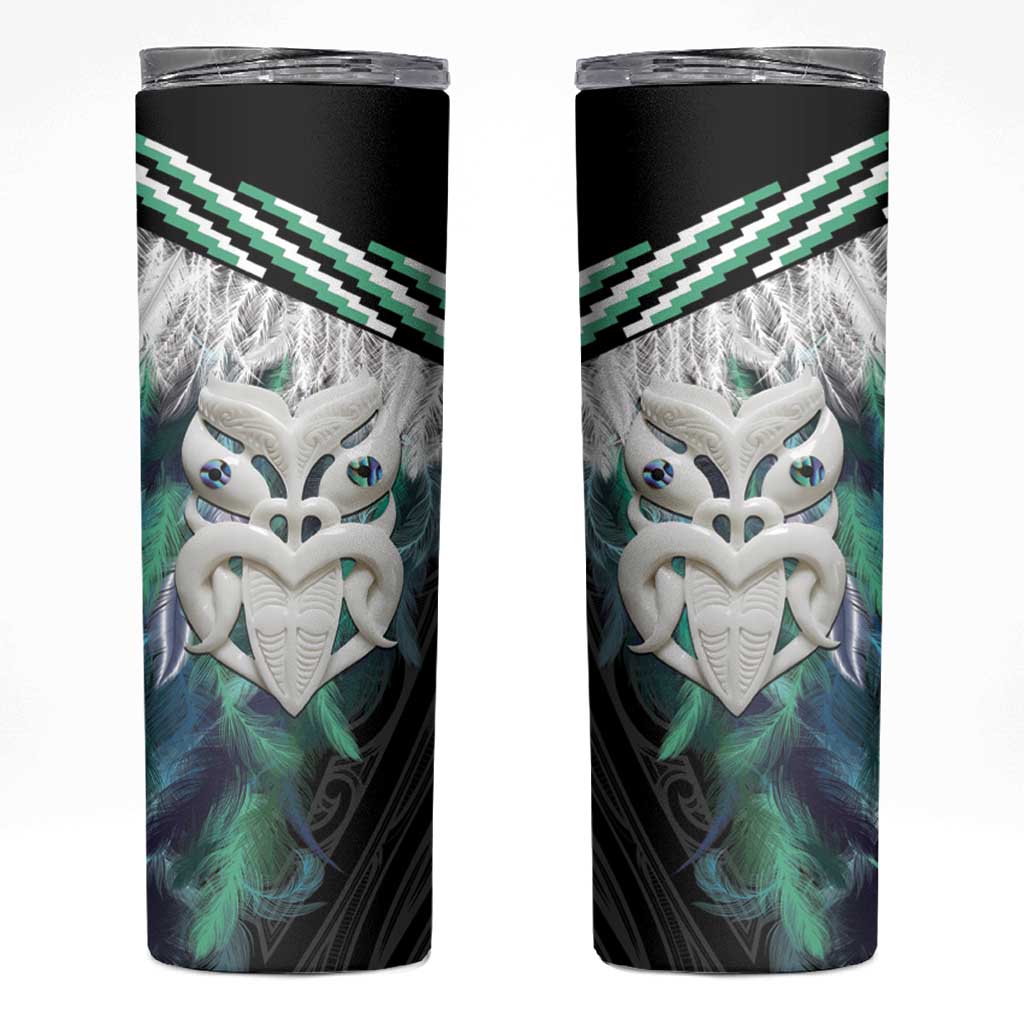 Aotearoa Korowai Motif Skinny Tumbler Maori Wheku Poutama LT14 Turquoise - Polynesian Pride