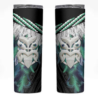 Aotearoa Korowai Motif Skinny Tumbler Maori Wheku Poutama LT14 Turquoise - Polynesian Pride
