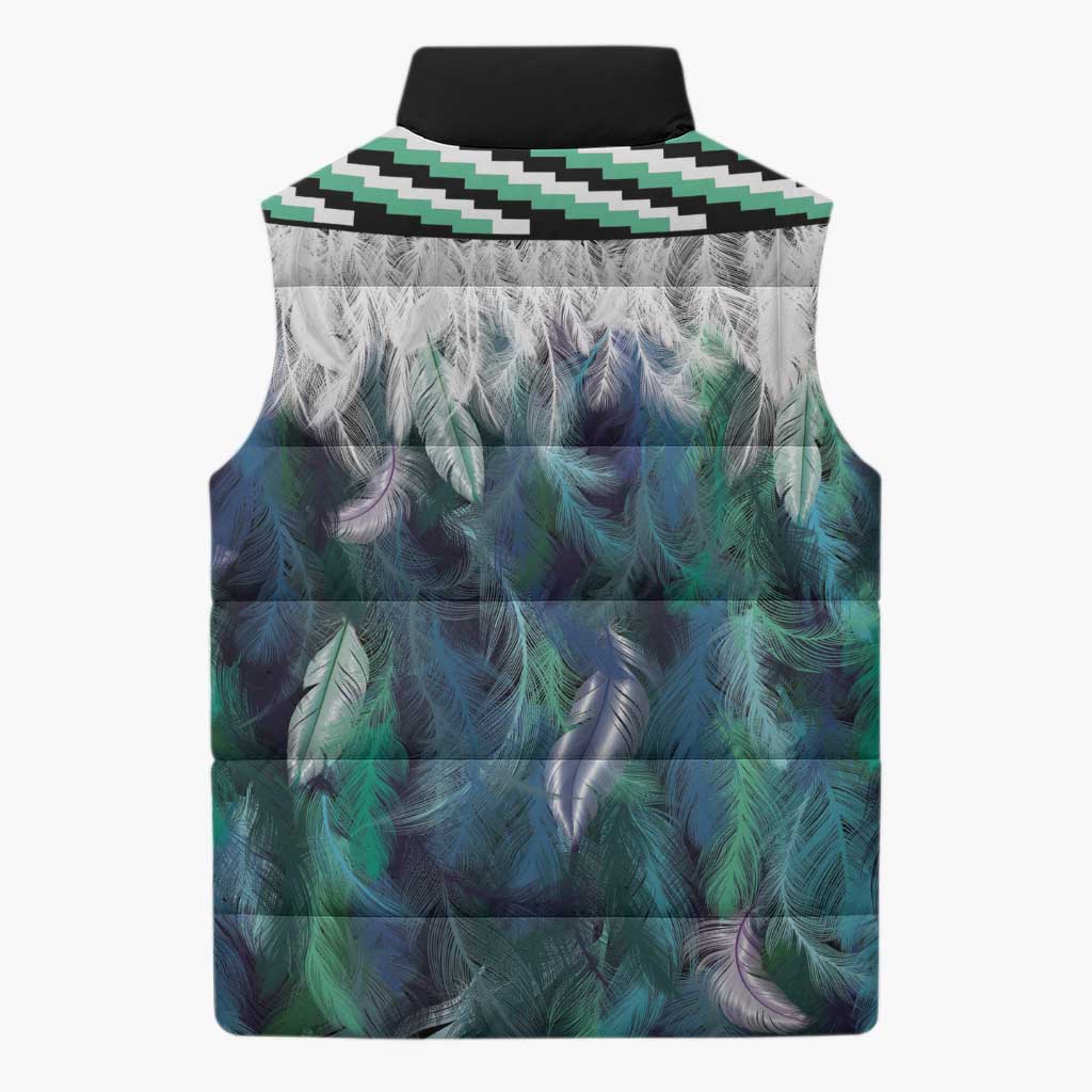 Aotearoa Korowai Motif Sleeveless Puffer Jacket Maori Wheku Poutama - Polynesian Pride