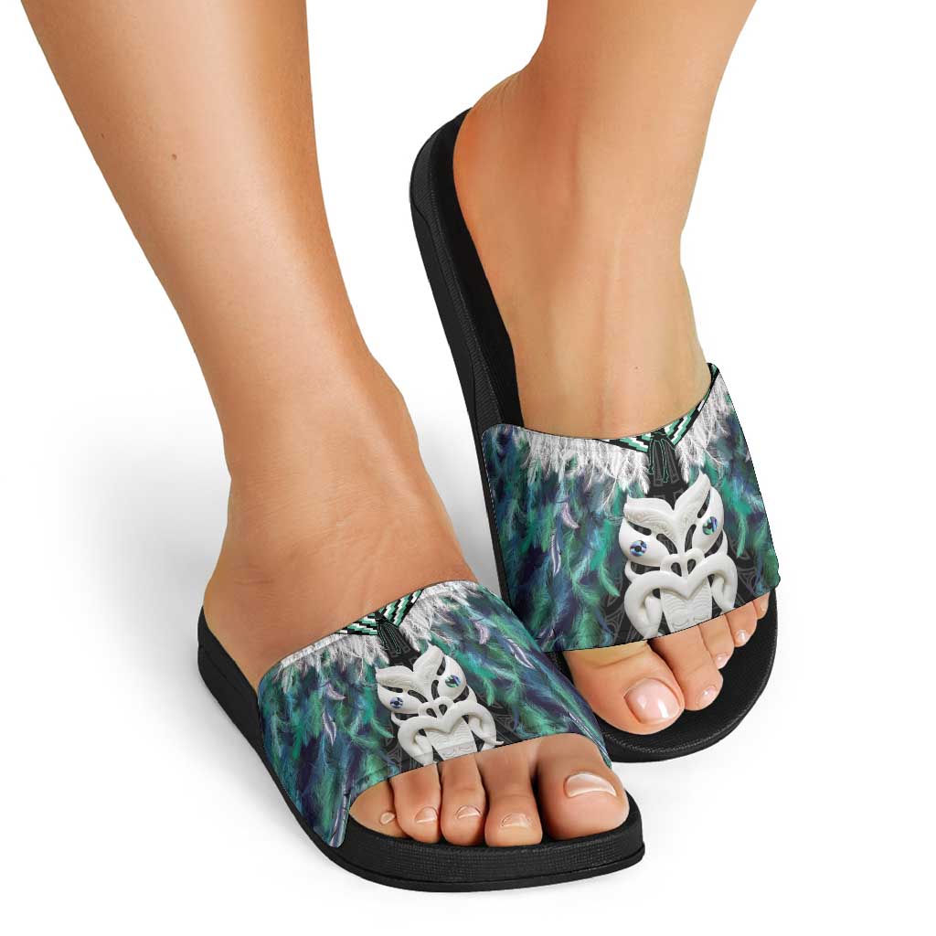 Aotearoa Korowai Motif Slide Sandals Maori Wheku Poutama - Polynesian Pride