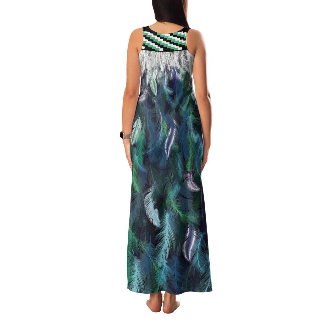 Aotearoa Korowai Motif Tank Maxi Dress Maori Wheku Poutama