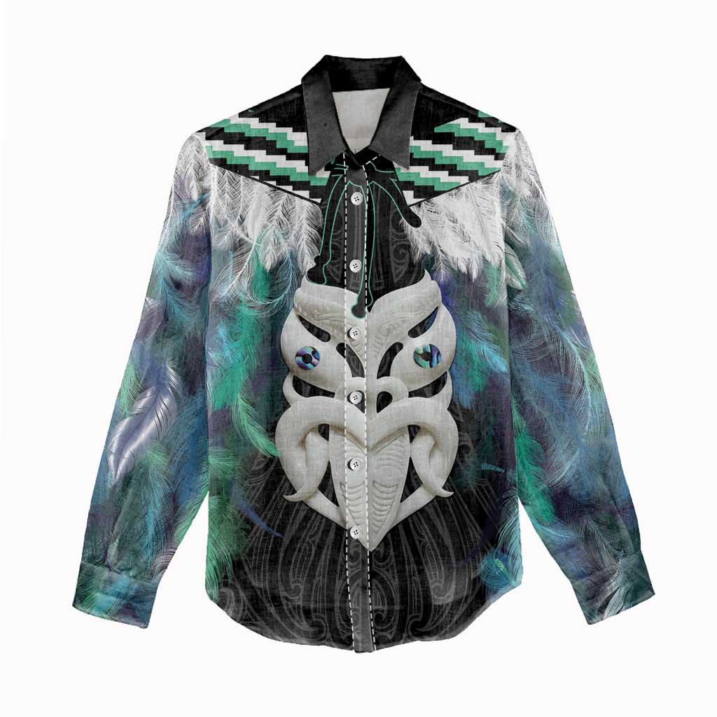 Aotearoa Korowai Motif Women Casual Shirt Maori Wheku Poutama LT14 - Polynesian Pride