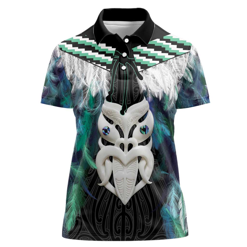 Aotearoa Korowai Motif Women Polo Shirt Maori Wheku Poutama LT14 Female Turquoise - Polynesian Pride