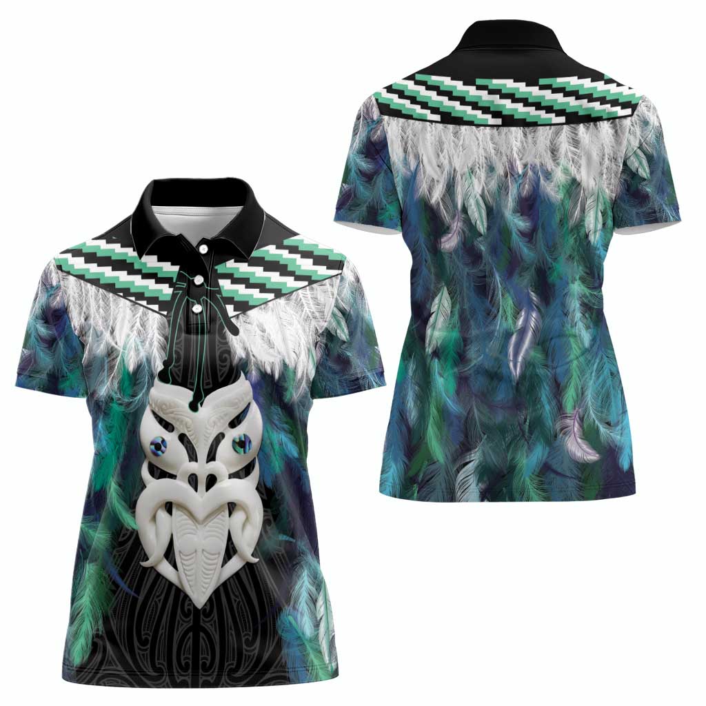 Aotearoa Korowai Motif Women Polo Shirt Maori Wheku Poutama LT14 - Polynesian Pride