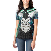 Aotearoa Korowai Motif Women Polo Shirt Maori Wheku Poutama LT14 - Polynesian Pride