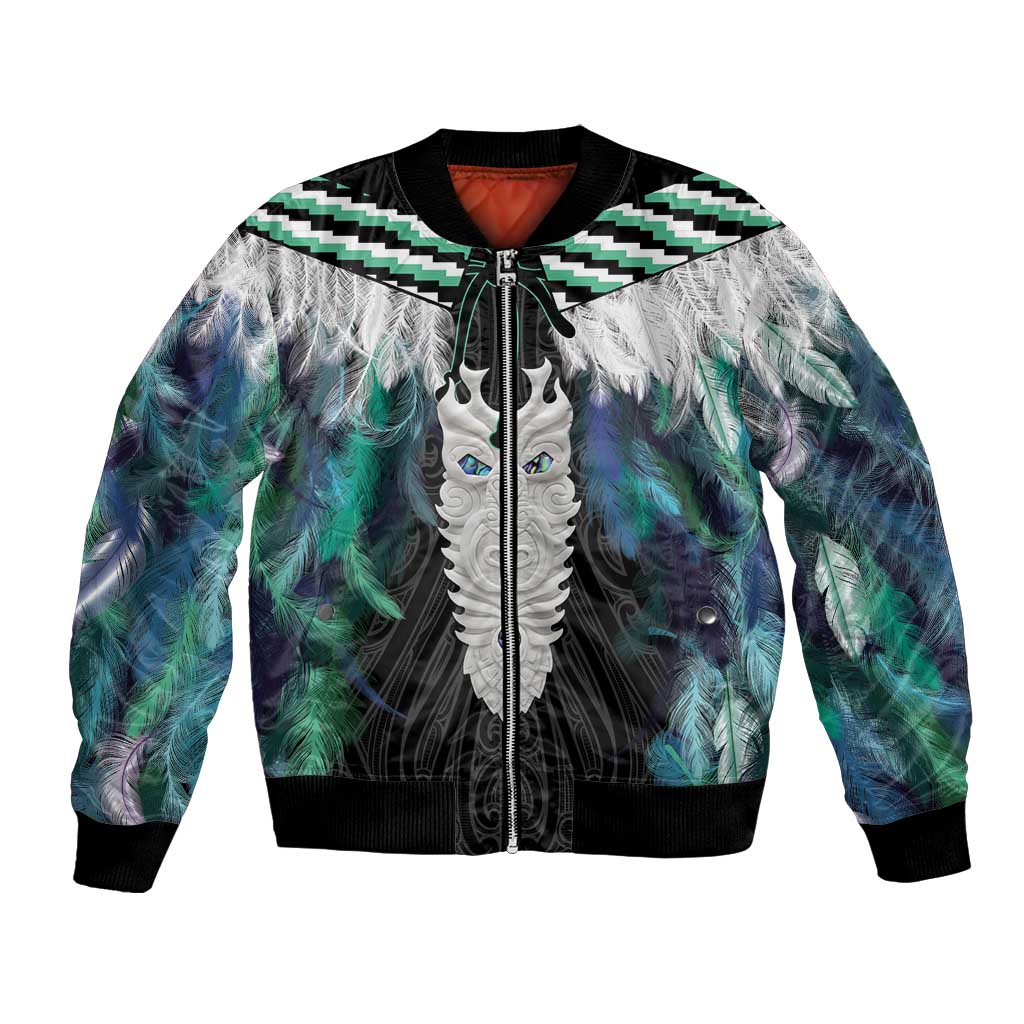 Aotearoa Korowai Motif Bomber Jacket Maori Tane Poutama LT14 Unisex Turquoise - Polynesian Pride