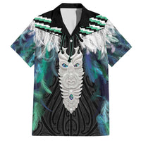 Aotearoa Korowai Motif Family Matching Long Sleeve Bodycon Dress and Hawaiian Shirt Maori Tane Poutama LT14 Dad's Shirt - Short Sleeve Turquoise - Polynesian Pride