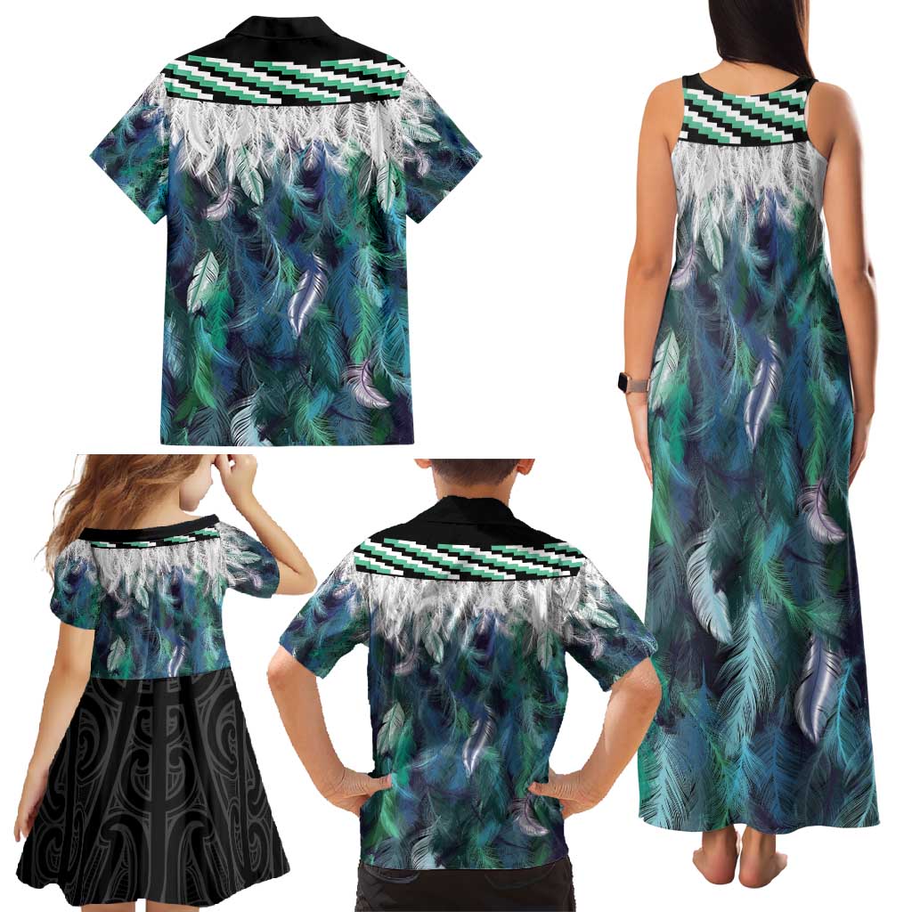 Aotearoa Korowai Motif Family Matching Tank Maxi Dress and Hawaiian Shirt Maori Tane Poutama LT14 - Polynesian Pride