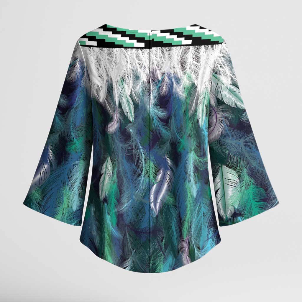 Aotearoa Korowai Motif Kimono Sleeve Blouse Maori Tane Poutama - Polynesian Pride