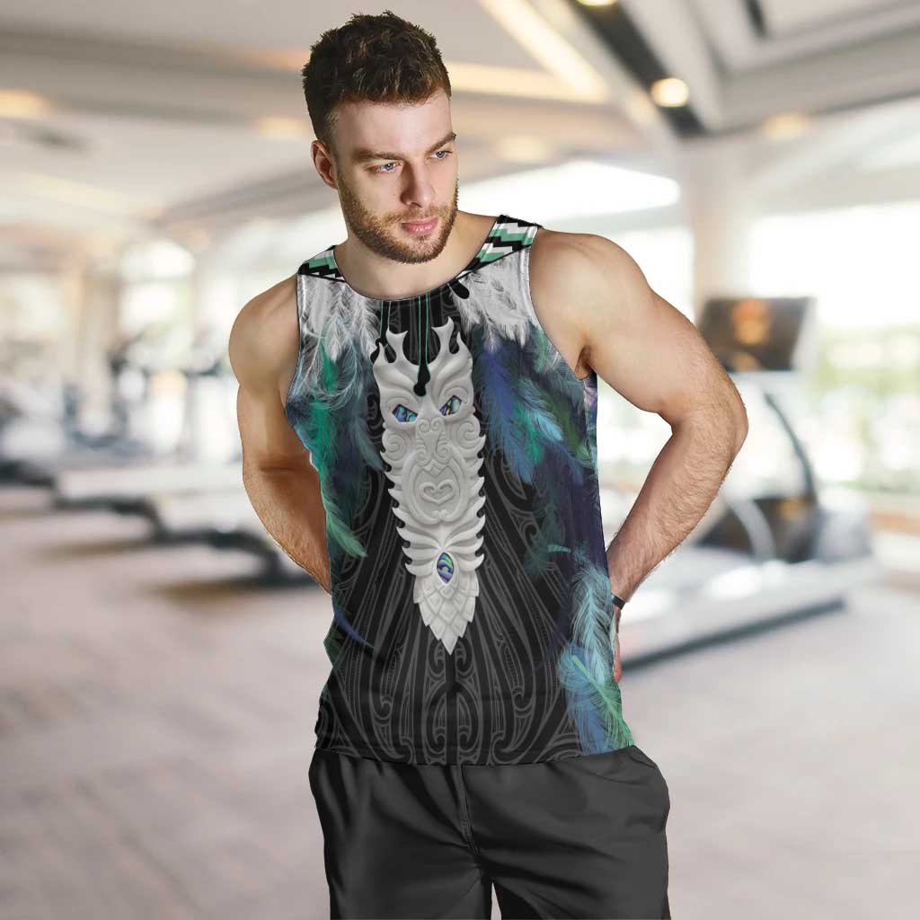 Aotearoa Korowai Motif Men Tank Top Maori Tane Poutama LT14 Turquoise - Polynesian Pride