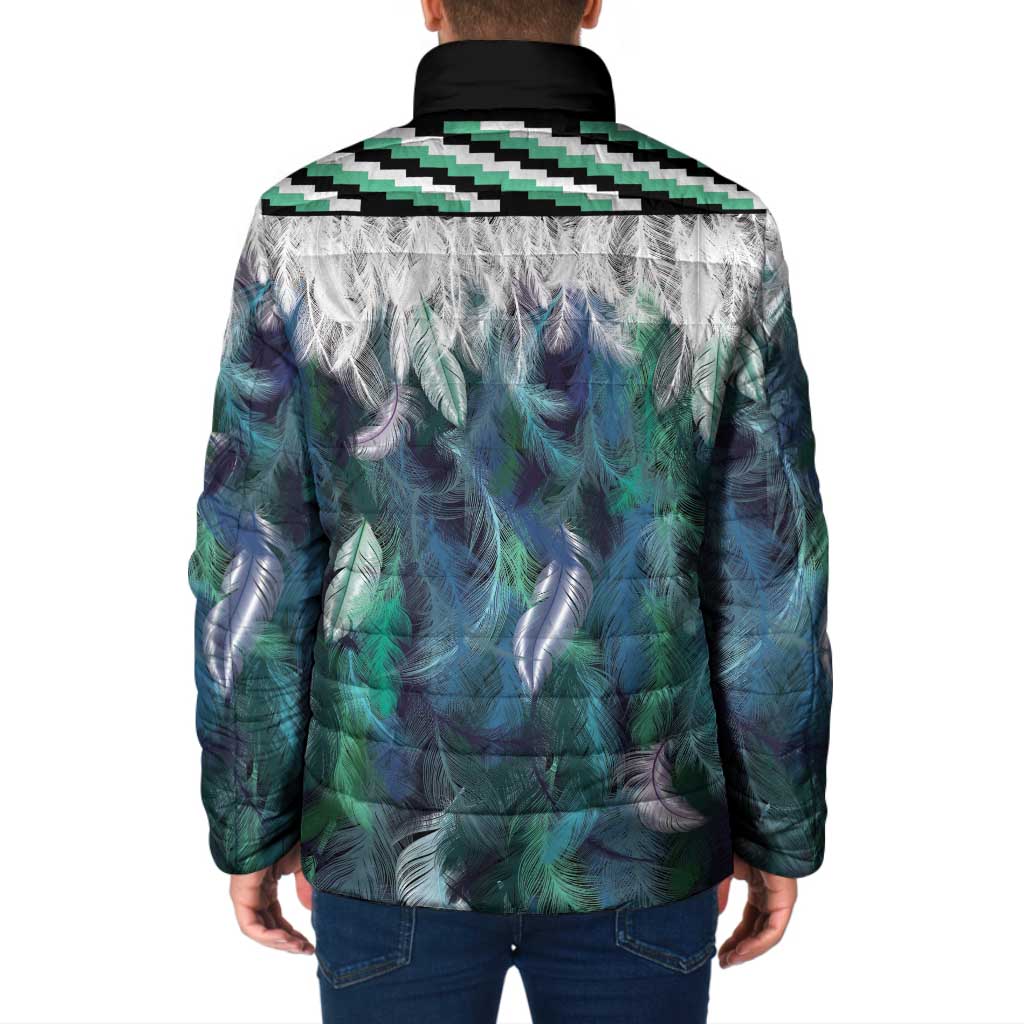 Aotearoa Korowai Motif Padded Jacket Maori Tane Poutama - Polynesian Pride