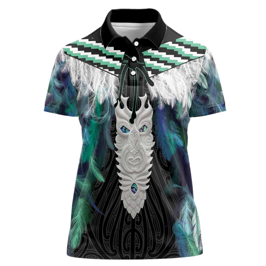 Aotearoa Korowai Motif Women Polo Shirt Maori Tane Poutama LT14 Female Turquoise - Polynesian Pride