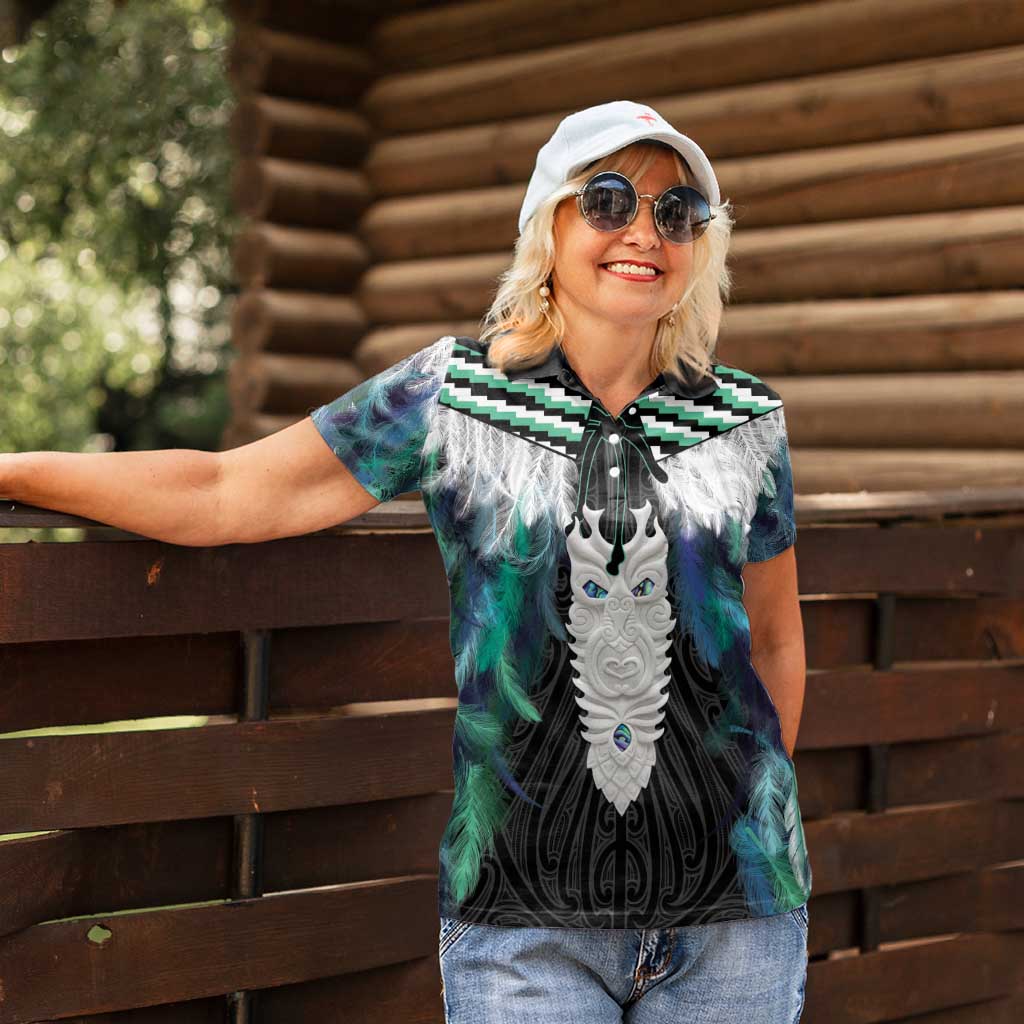Aotearoa Korowai Motif Women Polo Shirt Maori Tane Poutama LT14 - Polynesian Pride