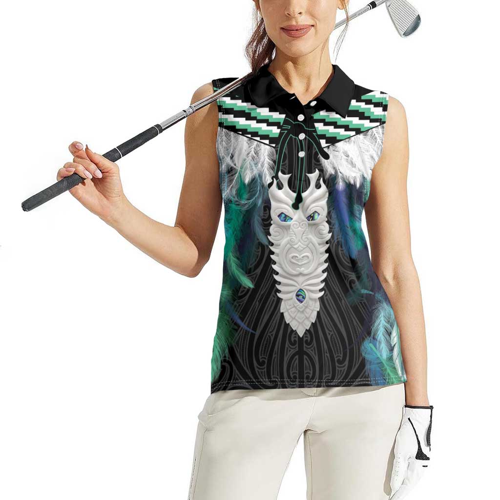 Aotearoa Korowai Motif Women Sleeveless Polo Shirt Maori Tane Poutama LT14 - Polynesian Pride