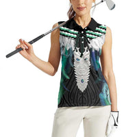 Aotearoa Korowai Motif Women Sleeveless Polo Shirt Maori Tane Poutama LT14 - Polynesian Pride