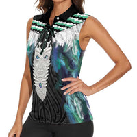 Aotearoa Korowai Motif Women Sleeveless Polo Shirt Maori Tane Poutama LT14 - Polynesian Pride