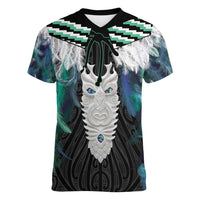 Aotearoa Korowai Motif Women V-Neck T-Shirt Maori Tane Poutama LT14 Female Turquoise - Polynesian Pride