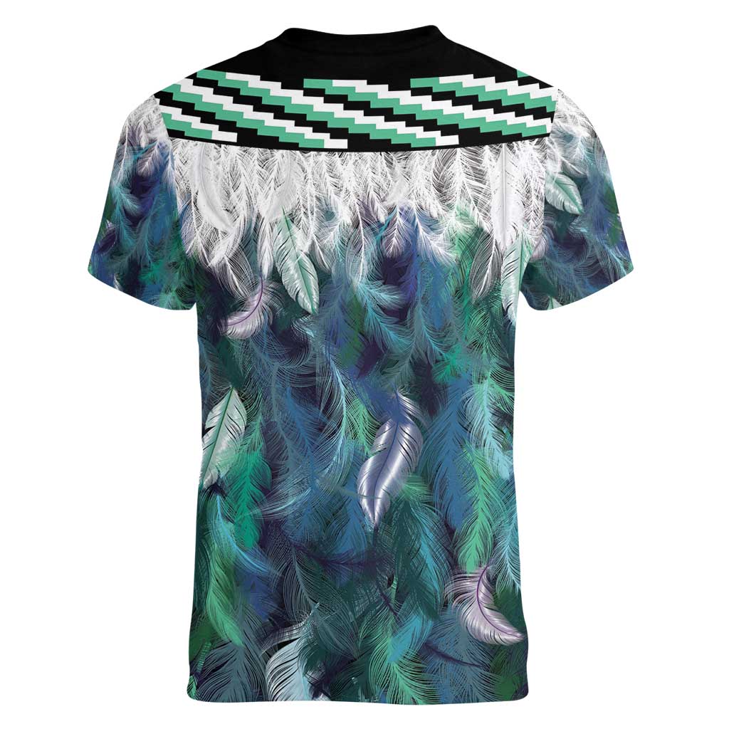 Aotearoa Korowai Motif Women V-Neck T-Shirt Maori Tane Poutama LT14 - Polynesian Pride