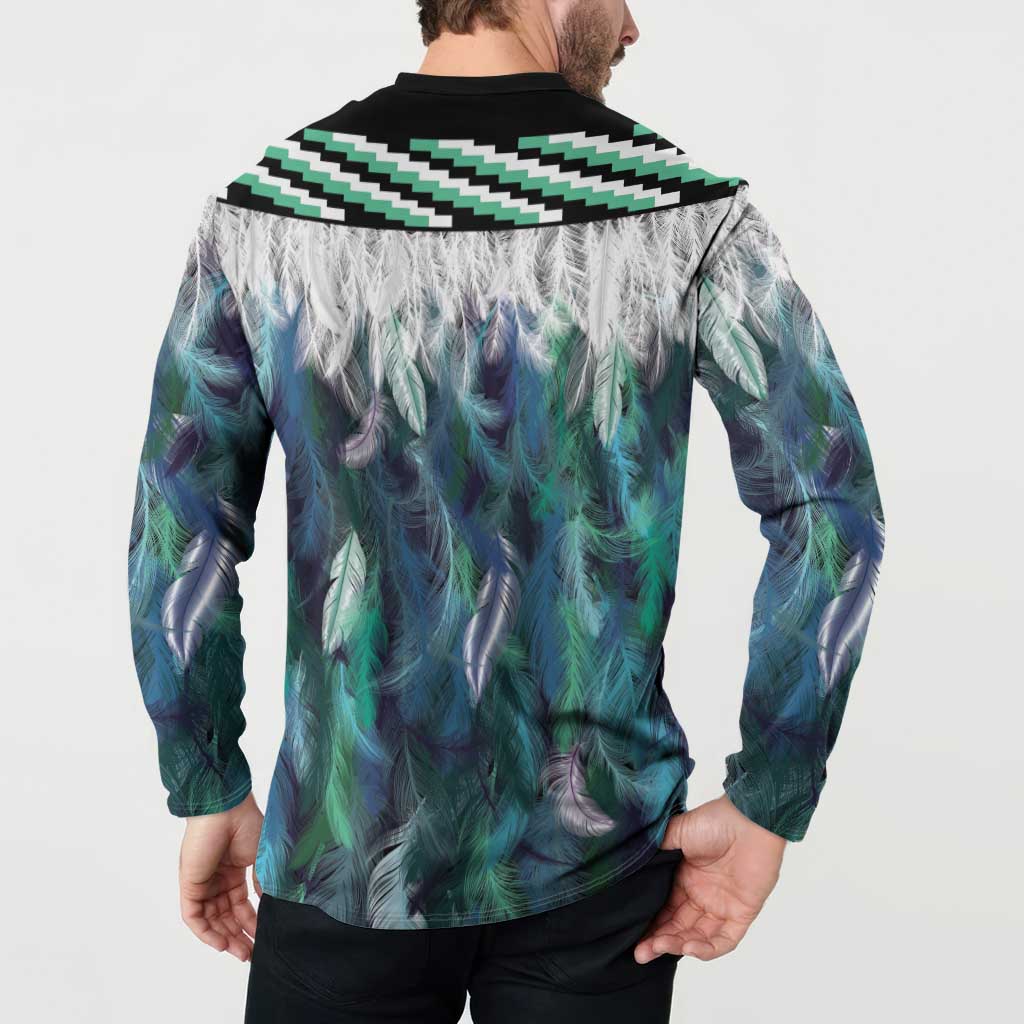 Aotearoa Korowai Motif Button Sweatshirt Maori Koru Poutama