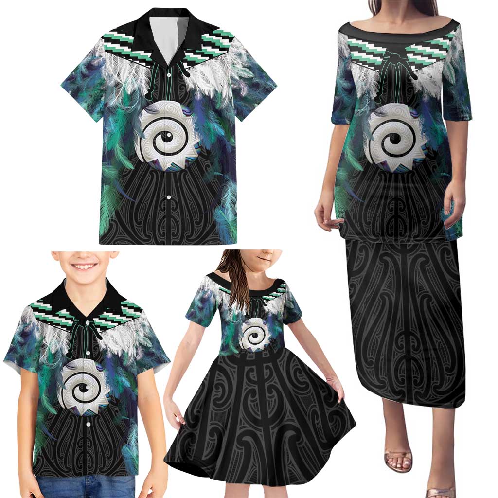Aotearoa Korowai Motif Family Matching Puletasi and Hawaiian Shirt Maori Koru Poutama LT14 - Polynesian Pride