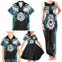 Aotearoa Korowai Motif Family Matching Tank Maxi Dress and Hawaiian Shirt Maori Koru Poutama LT14 - Polynesian Pride