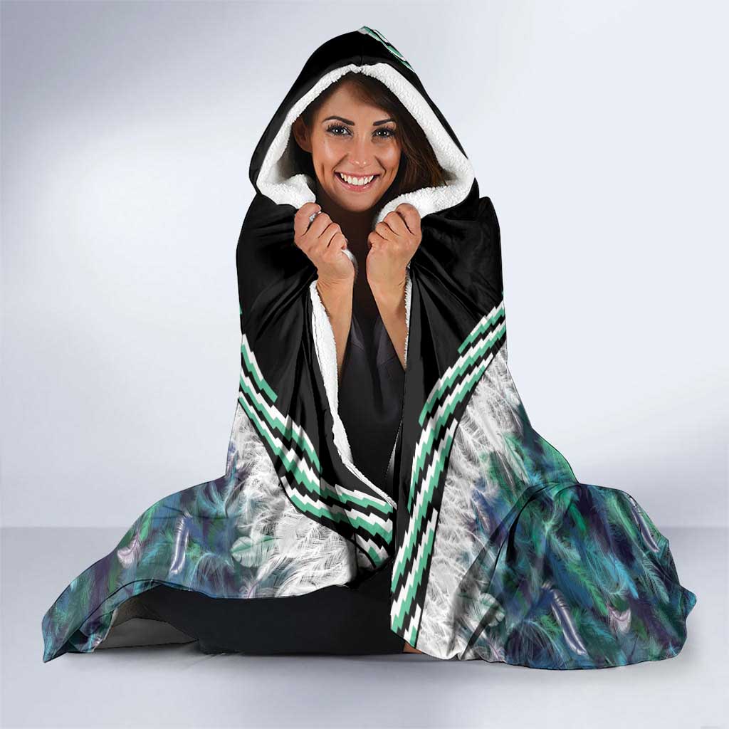 Aotearoa Korowai Motif Hooded Blanket Maori Koru Poutama