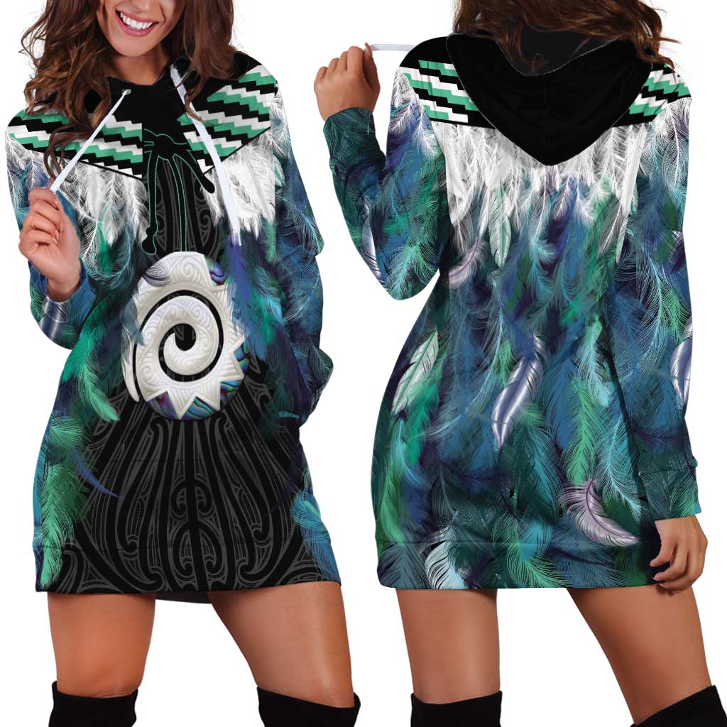 Aotearoa Korowai Motif Hoodie Dress Maori Koru Poutama LT14 - Polynesian Pride