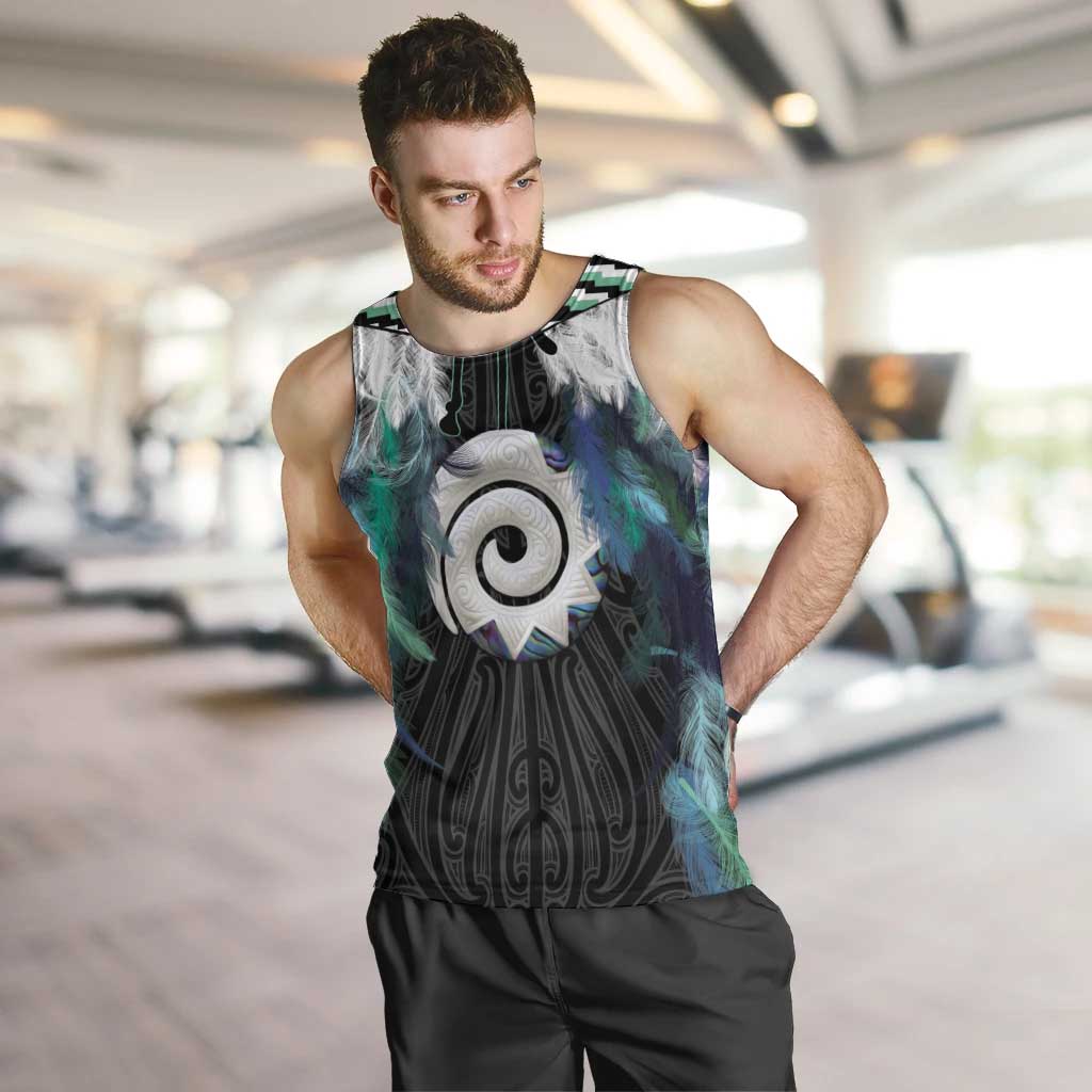Aotearoa Korowai Motif Men Tank Top Maori Koru Poutama LT14 Turquoise - Polynesian Pride