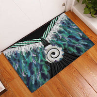 Aotearoa Korowai Motif Rubber Doormat Maori Koru Poutama