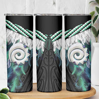 Aotearoa Korowai Motif Skinny Tumbler Maori Koru Poutama LT14 - Polynesian Pride