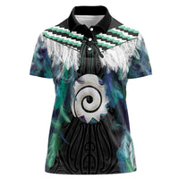 Aotearoa Korowai Motif Women Polo Shirt Maori Koru Poutama LT14 Female Turquoise - Polynesian Pride