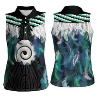 Aotearoa Korowai Motif Women Sleeveless Polo Shirt Maori Koru Poutama LT14 - Polynesian Pride