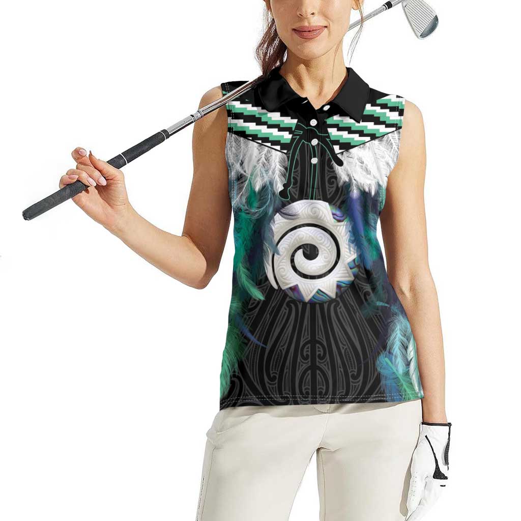 Aotearoa Korowai Motif Women Sleeveless Polo Shirt Maori Koru Poutama LT14 - Polynesian Pride