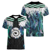 Aotearoa Korowai Motif Women V-Neck T-Shirt Maori Koru Poutama LT14 - Polynesian Pride