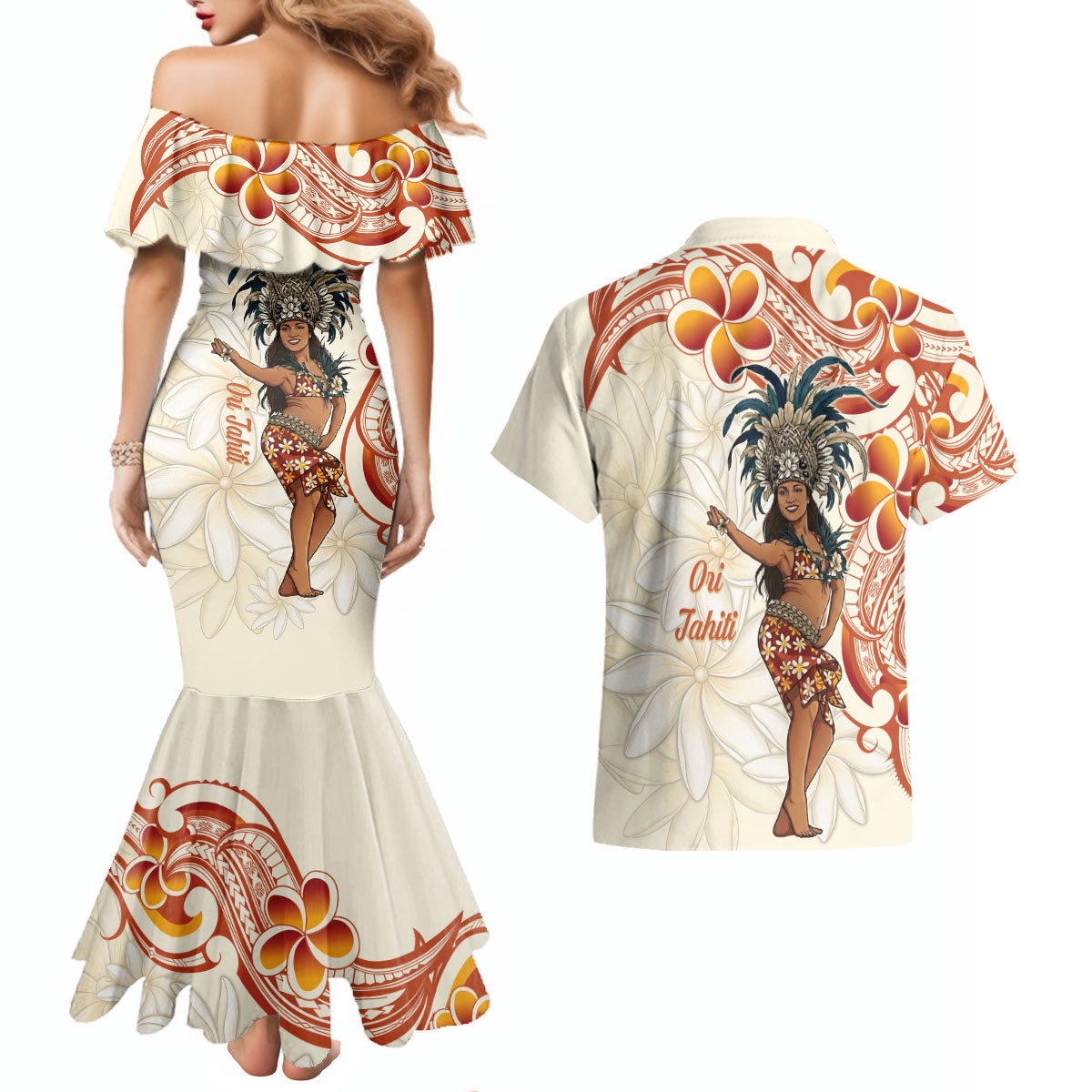 Heiva i Tahiti Couples Matching Mermaid Dress and Hawaiian Shirt Ori Tahitian Dance Tiare Maori LT14 - Polynesian Pride