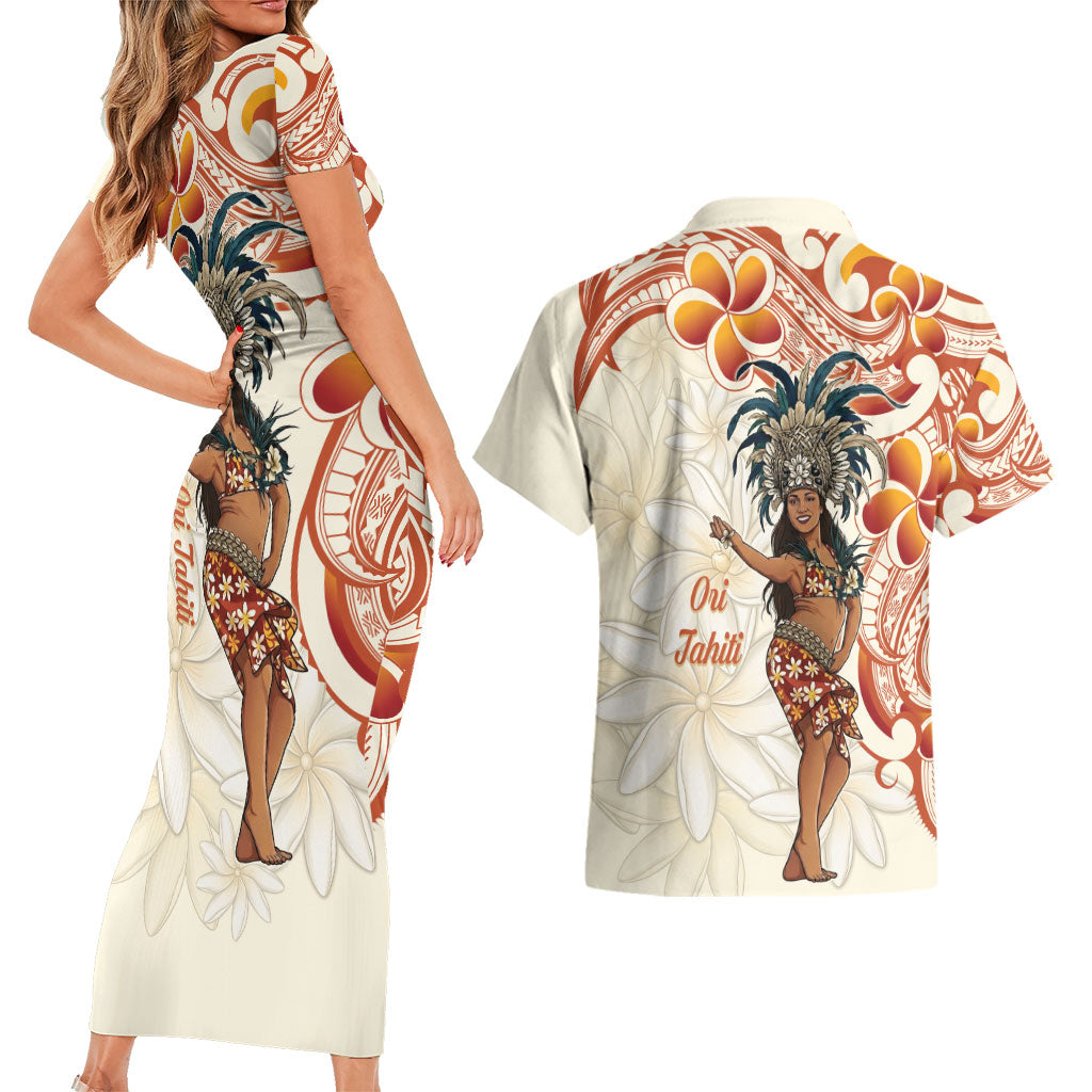 Heiva i Tahiti Couples Matching Short Sleeve Bodycon Dress and Hawaiian Shirt Ori Tahitian Dance Tiare Maori LT14 - Polynesian Pride