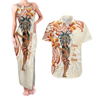 Heiva i Tahiti Couples Matching Tank Maxi Dress and Hawaiian Shirt Ori Tahitian Dance Tiare Maori LT14 Beige - Polynesian Pride