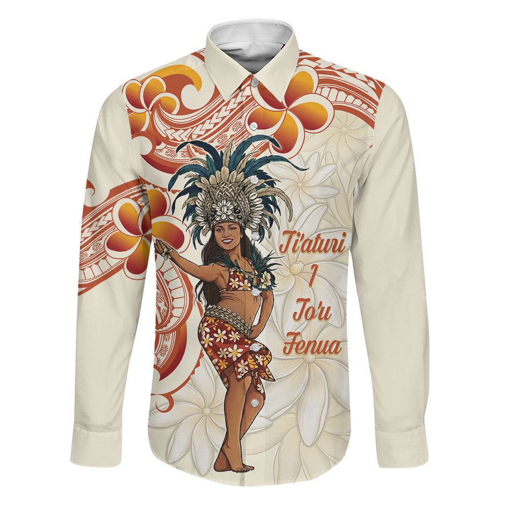 Heiva i Tahiti Family Matching Long Sleeve Bodycon Dress and Hawaiian Shirt Ori Tahitian Dance Tiare Maori LT14 Dad's Shirt - Long Sleeve Beige - Polynesian Pride