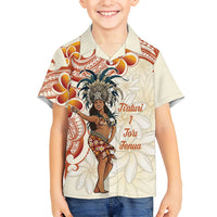 Heiva i Tahiti Family Matching Mermaid Dress and Hawaiian Shirt Ori Tahitian Dance Tiare Maori LT14 Son's Shirt Beige - Polynesian Pride