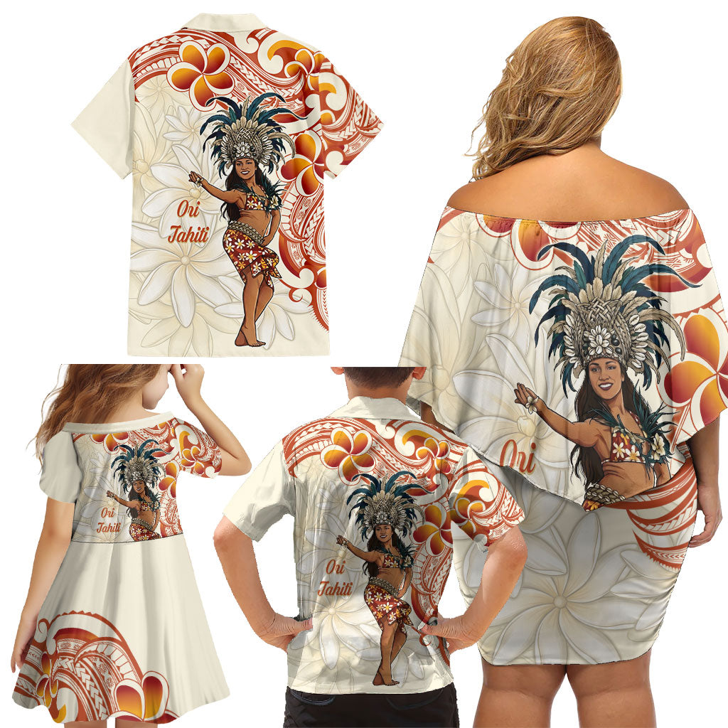 Heiva i Tahiti Family Matching Off Shoulder Short Dress and Hawaiian Shirt Ori Tahitian Dance Tiare Maori LT14 - Polynesian Pride