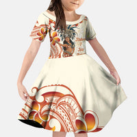 Heiva i Tahiti Family Matching Puletasi and Hawaiian Shirt Ori Tahitian Dance Tiare Maori LT14 Daughter's Dress Beige - Polynesian Pride