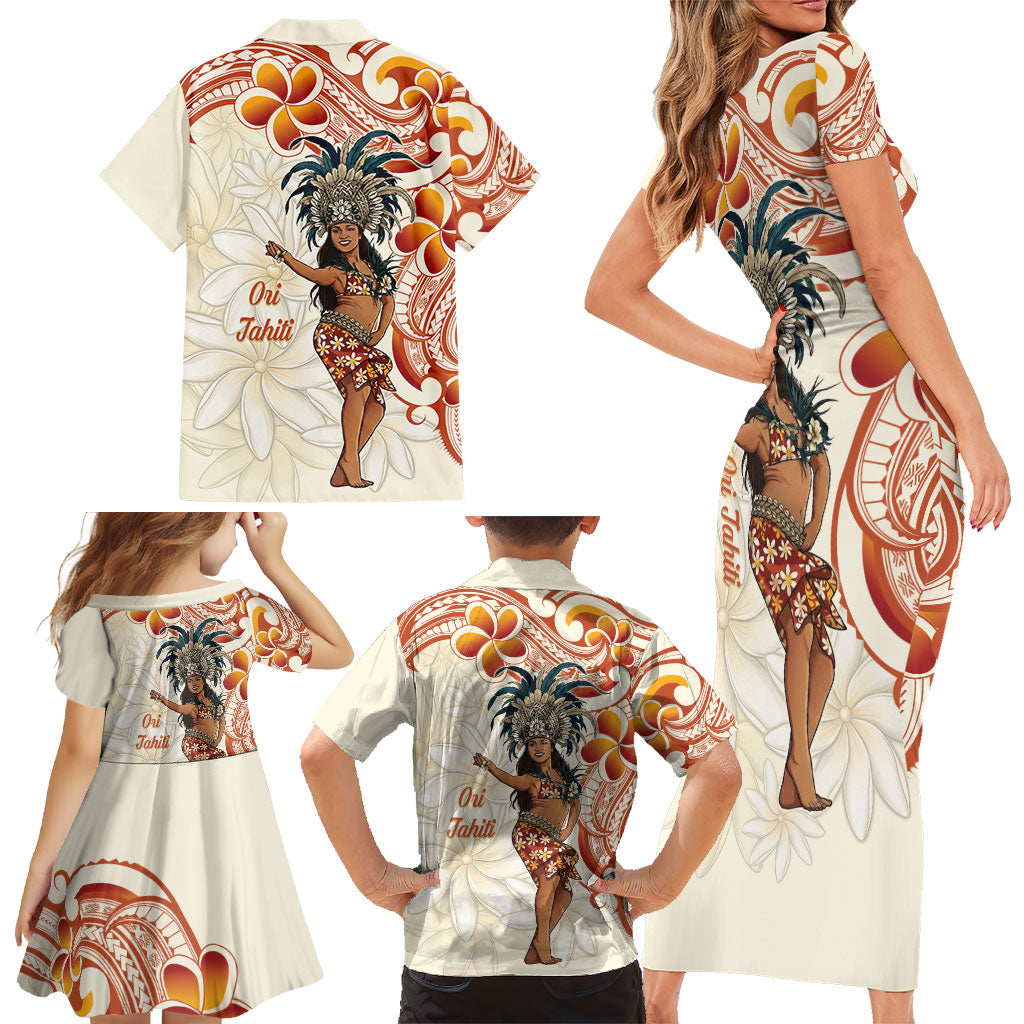Heiva i Tahiti Family Matching Short Sleeve Bodycon Dress and Hawaiian Shirt Ori Tahitian Dance Tiare Maori LT14 - Polynesian Pride