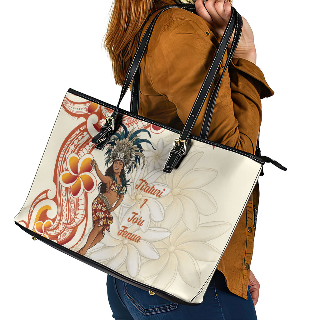 Heiva i Tahiti Leather Tote Bag Ori Tahitian Dance Tiare Maori