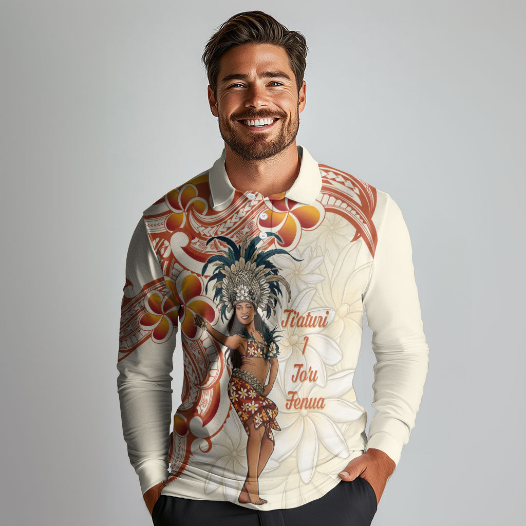 Heiva i Tahiti Long Sleeve Polo Shirt Ori Tahitian Dance Tiare Maori LT14 - Polynesian Pride