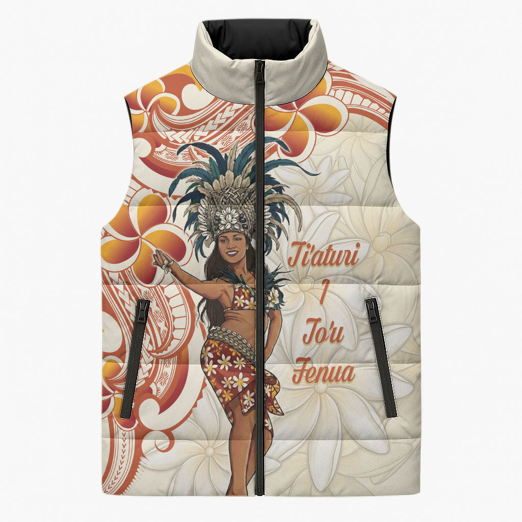 Heiva i Tahiti Sleeveless Puffer Jacket Ori Tahitian Dance Tiare Maori
