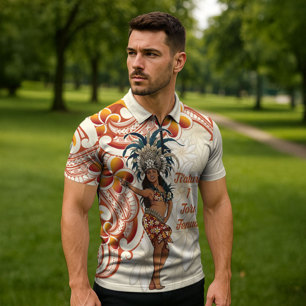 Heiva i Tahiti Zipper Polo Shirt Ori Tahitian Dance Tiare Maori LT14 - Polynesian Pride