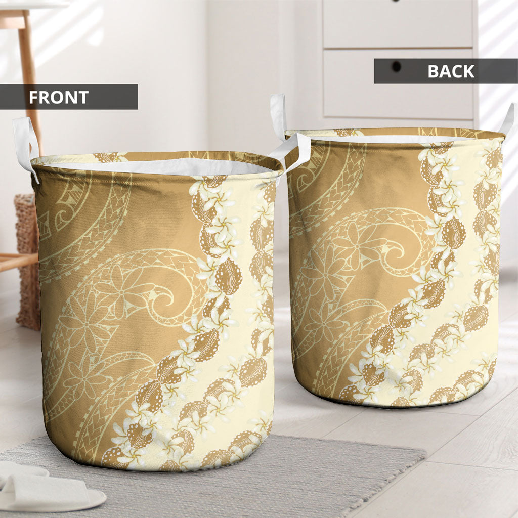 Heiva i Tahiti Laundry Basket Tahitian Tiare Maori Cowrie Lei Brown